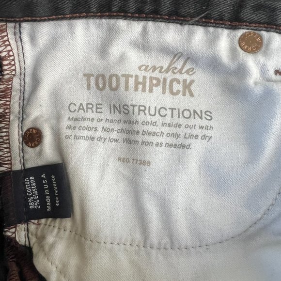 J. Crew Ankle Toothpick Jeans, Dark Indigo, Size 26 - Picture 7 of 8